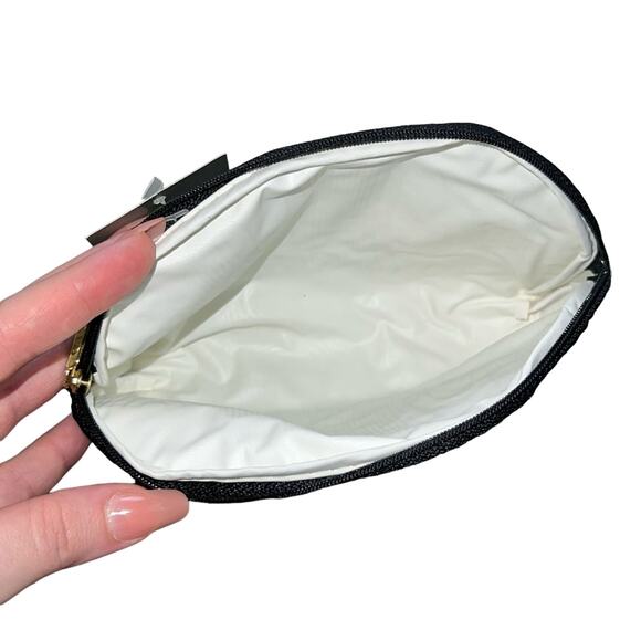 VTG Christian Dior Black Polka Dot Logo Zip Top Makeup a Bag Cosmetic Case Pouch - Picture 6 of 13